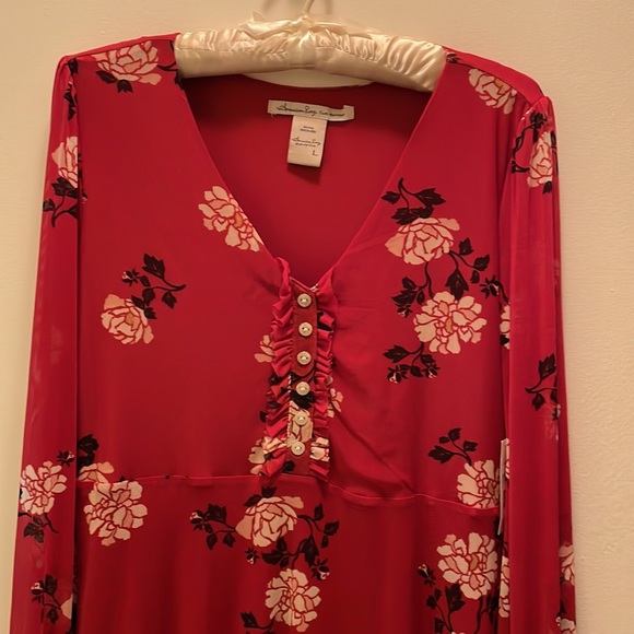 American Rag Red Floral Mesh Dress - Picture 2 of 10